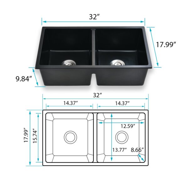Double Bowl Undermount Quartz Sink